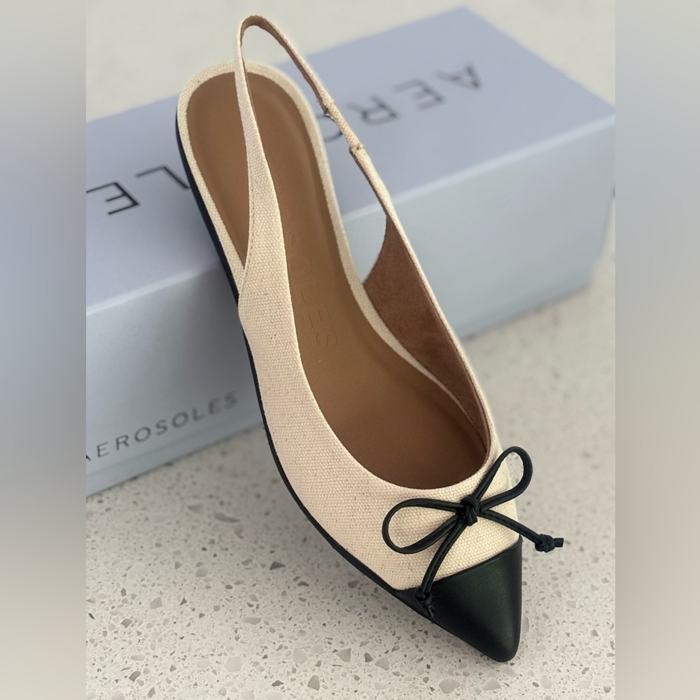 AEROSOLES Women's Two-Tone Slingback Flats, Size 9.5. Never worn.